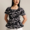 RYLENE ELENA Top Katun Floral Bordir – Atasan Wanita Motif Bunga Bordir Lengan Pendek