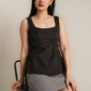 RYLENE LUNA Square Neck Peplum Top – Atasan Wanita Peplum Tanpa Lengan Basic Elegan