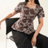 RYLENE ELENA Top Katun Floral Bordir – Atasan Wanita Motif Bunga Bordir Lengan Pendek