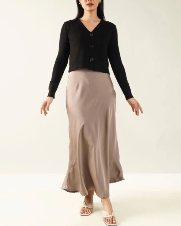 4 RYLENE RAYE Satin Silk Long Skirt | Rok Panjang Satin Silk Elegan Wanita